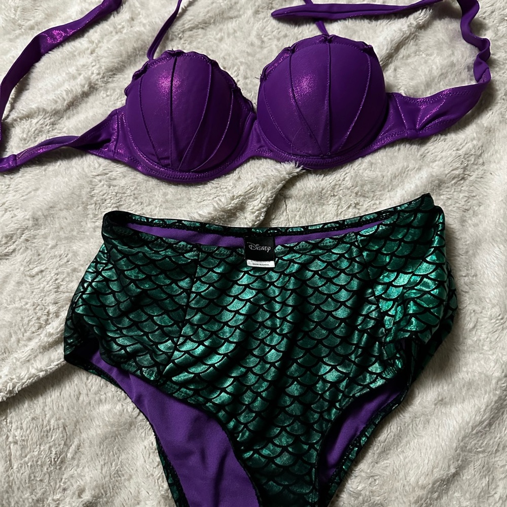 Disney Green and Black Mermaid Scale High Waisted Bikini
